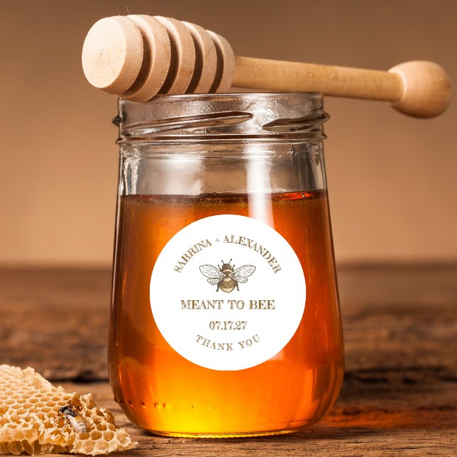 Adesivo Redondo Meant To Bee Honey Jar Wedding Favor Labels (Criador carregado)