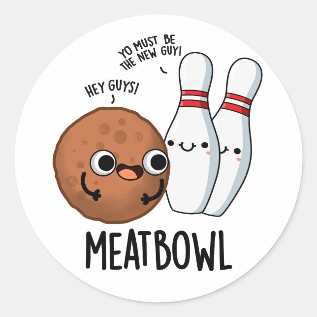 Adesivo Redondo Meatbowl Funny Meatball Pun (Frente)