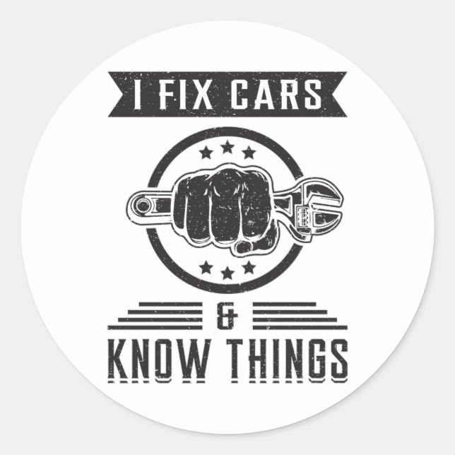 Adesivo Redondo Mecânica Mecânica Mecânica de Motores Garagem Funn (Frente)