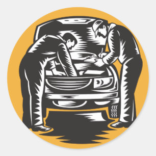 Adesivo Redondo Mecânicos Que Trabalham Com Autocolantes