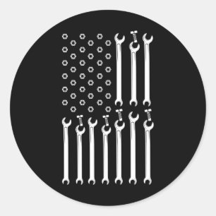 Adesivo Redondo MECANICS FLAG US FLAG Car Cara Mecânica Orgânica