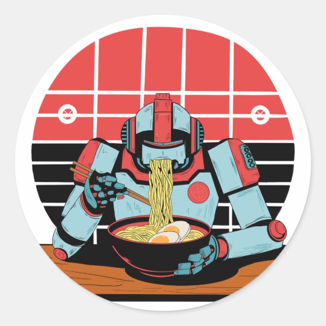 Adesivo Redondo Mecha Ramen (Frente)