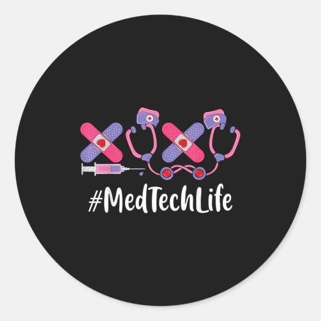 Adesivo Redondo Med Tech Valentines Day Women Heart Stethoscope Ap (Frente)