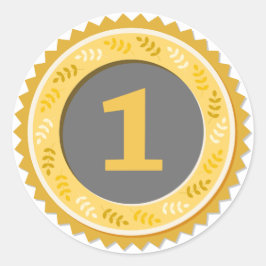 Adesivo Redondo Medal de Ouro do 1º Lugar Escuro