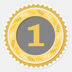 Adesivo Redondo Medal de Ouro do 1º Lugar Escuro
