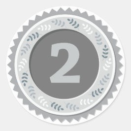 Adesivo Redondo Medal de Prata 2º Lugar Escuro