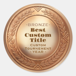 Adesivo Redondo Medal Personalizado 3D Realista Folha de Bronze Ed