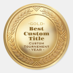 Adesivo Redondo Medal Personalizado 3D Realista Folha de Ouro Edit