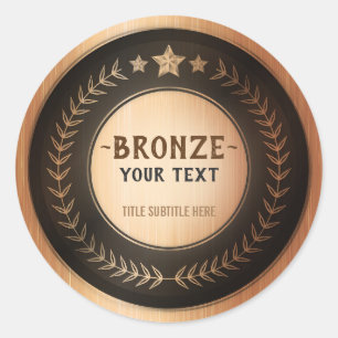 Adesivo Redondo MEDALHA Bronze Campeão IMPRESSÃO PERSONALIZADA DIY