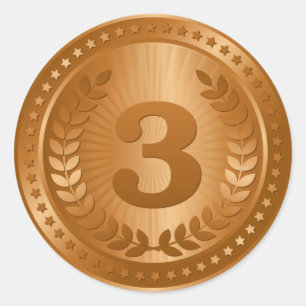 Adesivo Redondo Medalha de bronze 3º lugar vencedor
