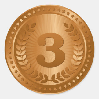 Adesivo Redondo Medalha de bronze 3º lugar vencedor