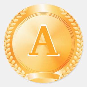 Adesivo Redondo Medalha de honra Dourado
