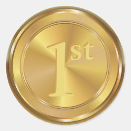 Adesivo Redondo Medalha Dourada Clássica Personalizável.