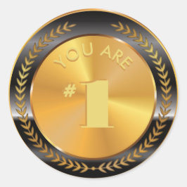 Adesivo Redondo Medalha Dourada Clássica Personalizável. Você é o 