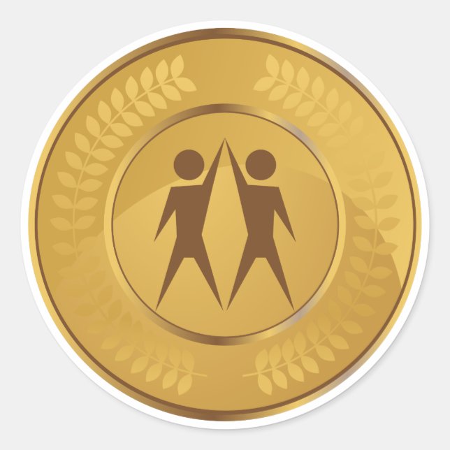 Adesivo Redondo Medalha Dourado dos trabalhos em equipe (Frente)