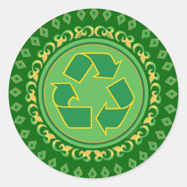 Adesivo Redondo Medalhão - Sinal de Reciclar (Frente)