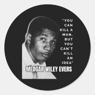 Adesivo Redondo Medgar Wiley Evers Cita Black History African Jun