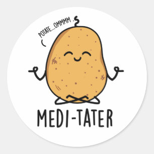 Adesivo Redondo Medi-tater Engraçado Meditando Batata