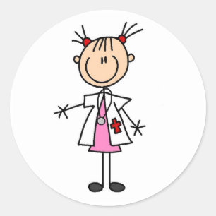 Adesivo Redondo Médica Figura de Palito Feminina