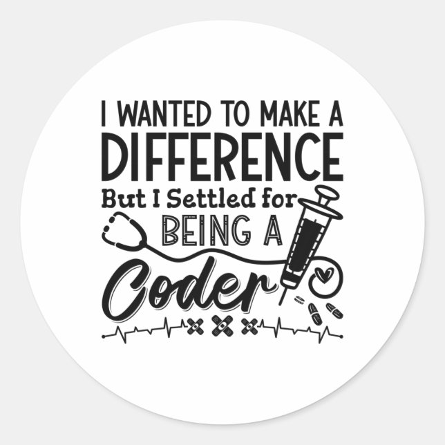 Adesivo Redondo Medical Coder Being A Coder ICD Programmer Coding (Frente)