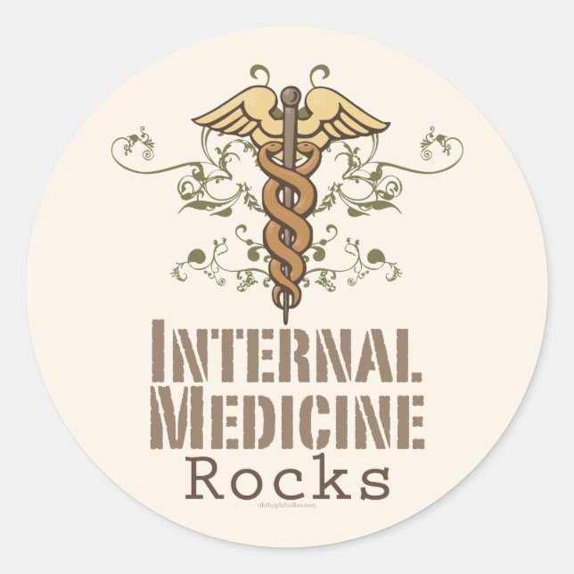 Adesivo Redondo Medicina Interna Rocks Caduceus Stickers (Frente)