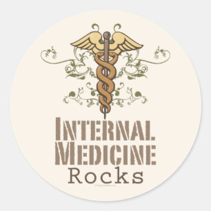 Adesivo Redondo Medicina Interna Rocks Caduceus Stickers