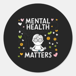 Adesivo Redondo Medicina Mental É Vinheta De Meditação Mindígena