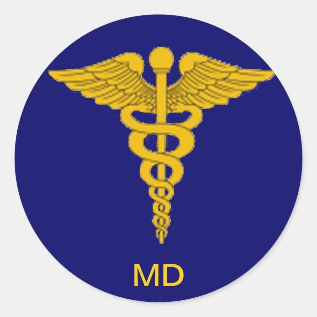 Adesivo Redondo Médico Caduceus Sticker (Frente)