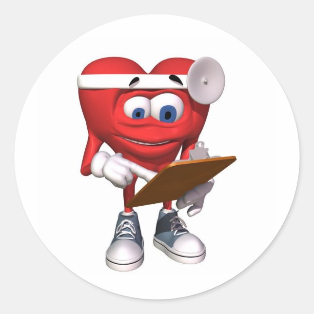 Adesivo Redondo Médico do Coração, Cute (Frente)