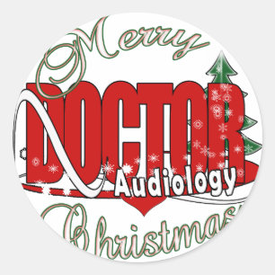 ADESIVO REDONDO MÉDICO DO NATAL DO AUDIOLOGISTA DE AUDIOLOGIA