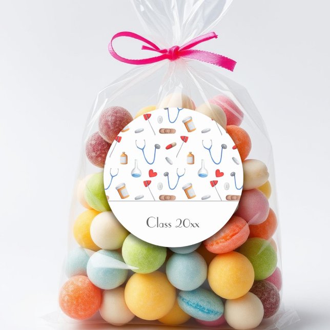 Adesivo Redondo Médico ou classe de graduação de enfermeiro (Criador carregado)