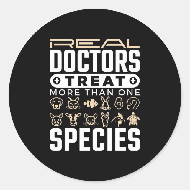 Adesivo Redondo Médicos Verdadeiros Veterinários Tratam Mais De Um (Frente)