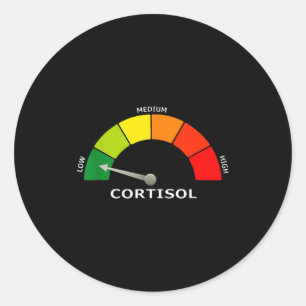 Adesivo Redondo Medidor de cortisol baixo engraçado biologia psico