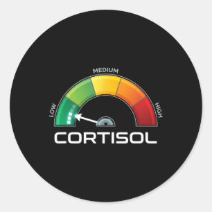Adesivo Redondo Medidor de Estresse Engraçado de Cortisol Baixo Co