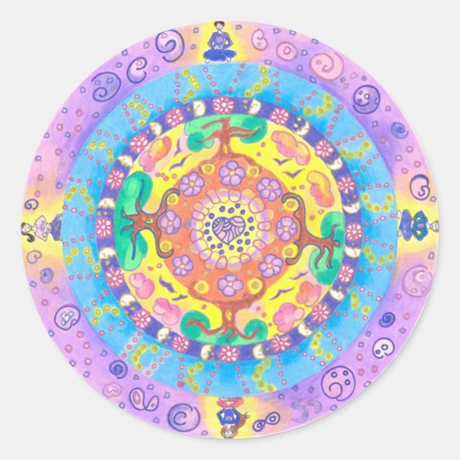 Adesivo Redondo Medilludesign - Meditação Mandala (Frente)