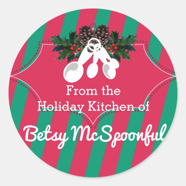 Adesivo Redondo Medindo colheres de Natal da cozinha de (Frente)