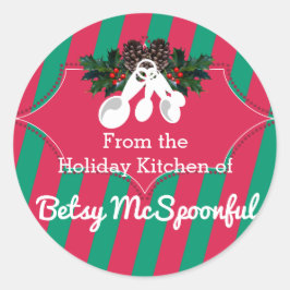 Adesivo Redondo Medindo colheres de Natal da cozinha de