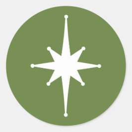 Adesivo Redondo Médio Moderno da Estrela Retroversa Verde e Branco