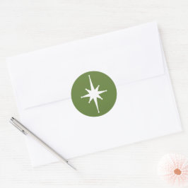 Adesivo Redondo Médio Moderno da Estrela Retroversa Verde e Branco