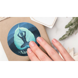 Adesivo Redondo Meditação de Instrutor YOGA Pose Bodhi Leaf Cuttin