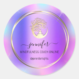 Adesivo Redondo Meditação de ioga tocoteia tocoteia roxa
