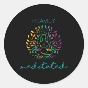 Adesivo Redondo Meditação de Yoga Profundamente Meditada