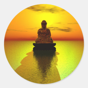 Adesivo Redondo Meditação dourada 3