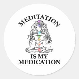 Adesivo Redondo Meditação É Meu Medicamento Kundalini Yoga Chakra 