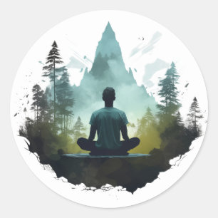 Adesivo Redondo Meditação na Floresta Santuário Florestal