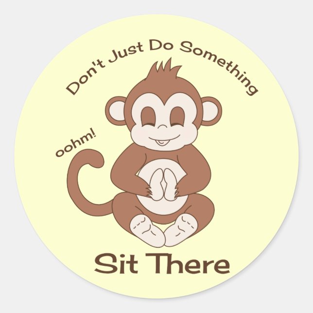 Adesivo Redondo Meditação Yoga Monkey (Frente)