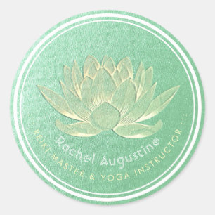 Adesivo Redondo Meditação YOGA Studio Instrutor Dourado Lotus
