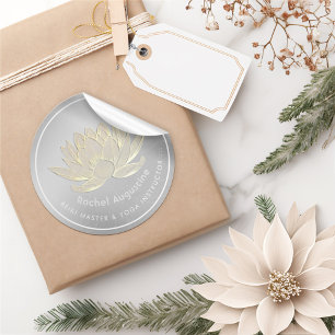 Adesivo Redondo Meditação YOGA Studio Instrutor Dourado Lotus