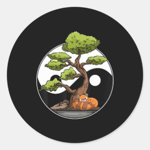 Adesivo Redondo Meditação Zen Espiritual Yin Yang Bonsai Tao