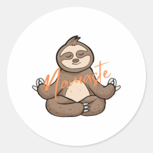Adesivo Redondo Meditando Yoga Sloth - Namaste